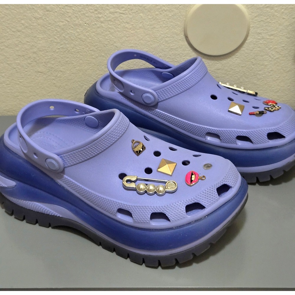 Crocs Mega Crush Platform Clog Moon Jelly Purple M6 W8 Chunky Iconic Comfort